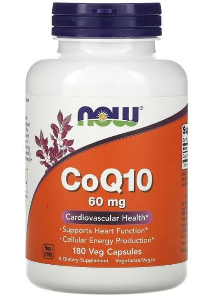 Коензим Q10 CoQ10 60 мг 180 вегетаріанських капсул Now Foods (357340529)