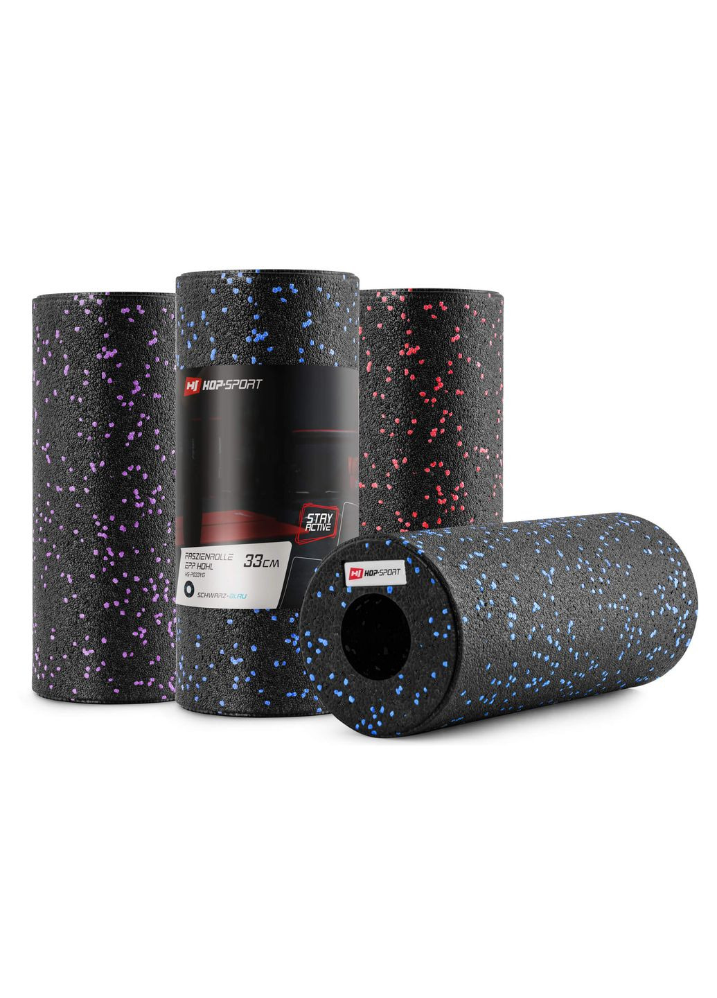 Роллер массажер (валик, ролик) гладкий EPP 33см HS-P033YG черно-фиолетовый Hop-Sport (303127102)