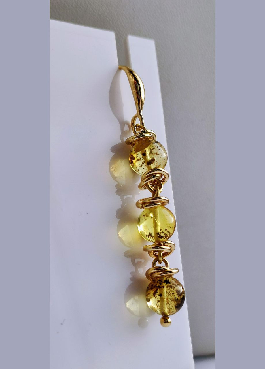 Сережки 2547 з натурального бурштину з вкрапленнями Медовий відтінок MINOV (311310512)