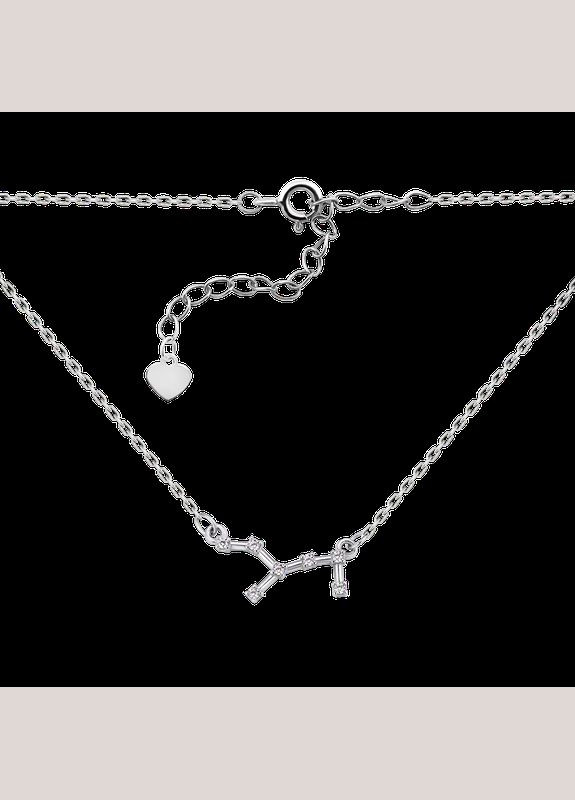 Кольє срібне знаки зодіаку Діва на тонкому ланцюжку з яскравими білими фіанітами Каштан (342335224)