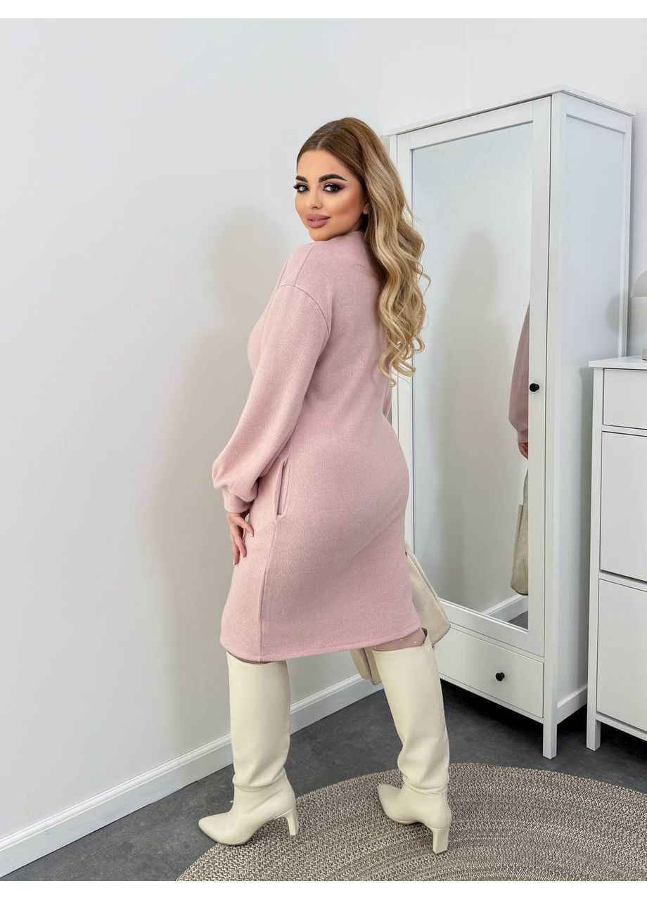 Рожева кежуал жіноча демісезонна сукня з ангори MonCher