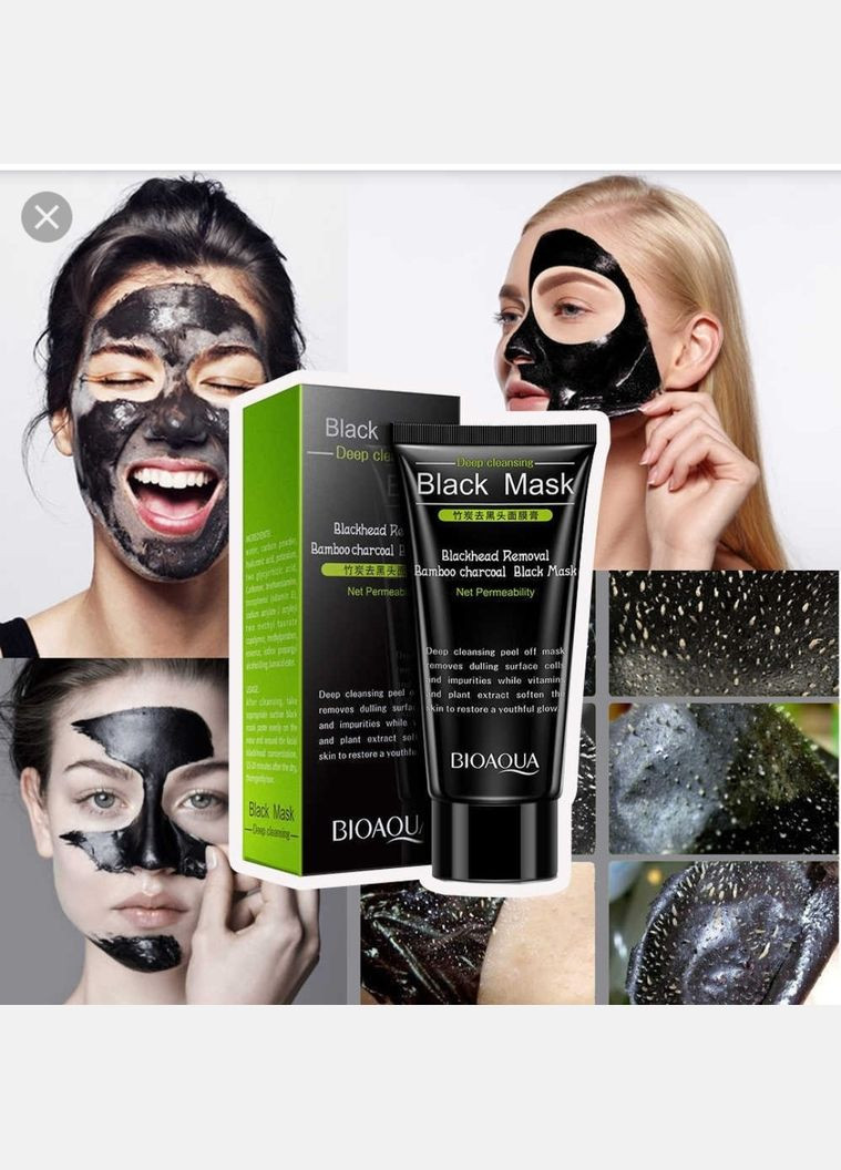 Чорна маска-плівка з бамбуковим вугіллям від чорних цяток Bamboo Charcoal Black Mask Deep Cleansing Bioaqua (307163672)