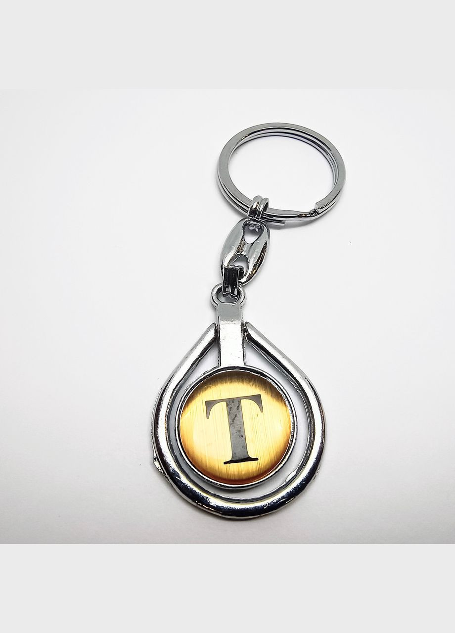 Брелок буква Кольцо кулон капля буква T для ключей Сталистый золотистый 4.5см x 3.2см Finding (351898132)