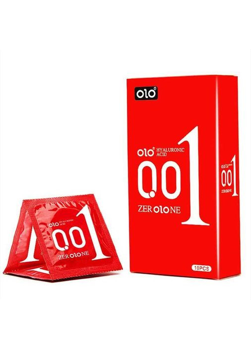 Ребристі презервативи ультратонкі Olo 0.01 RED Foil латексні M 51-54 мм 10 шт No Brand (366665273)
