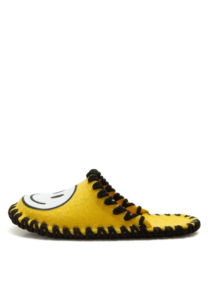 Желтые комнатные тапочки детские фетровые smile жёлтые Oldcom