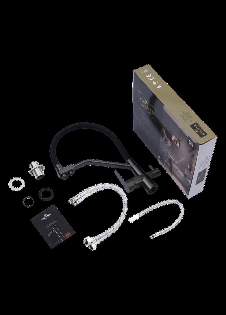 Комплект кухонной мойки черная HS 540Х480 NANO BLACK PVD (3.0/1.0 мм) Kraft (336937119)