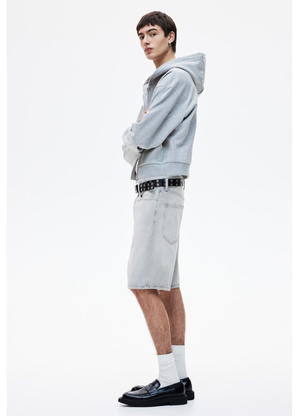 Чоловічі джинсові шорти Relaxed Fit (58439) W31 Світло-сірі H&M (338628762)