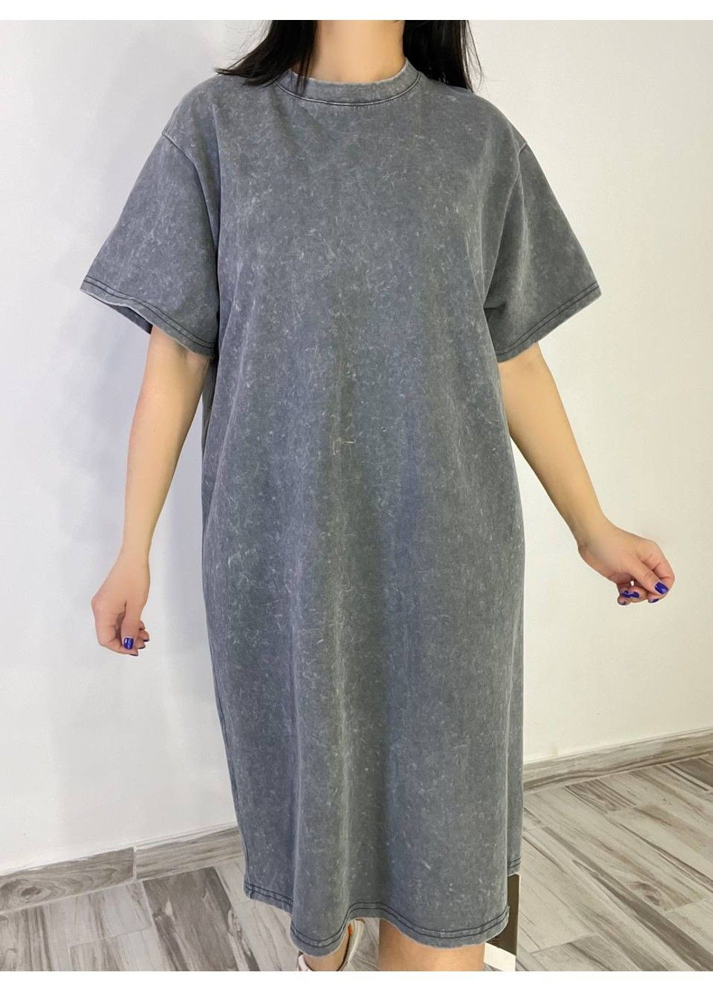 Сіра сукня-футболка жіноча a-n 2666-1 тай-дай оверсайз No Brand