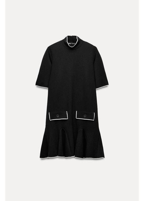 Черное короткое платье с воланами Zara