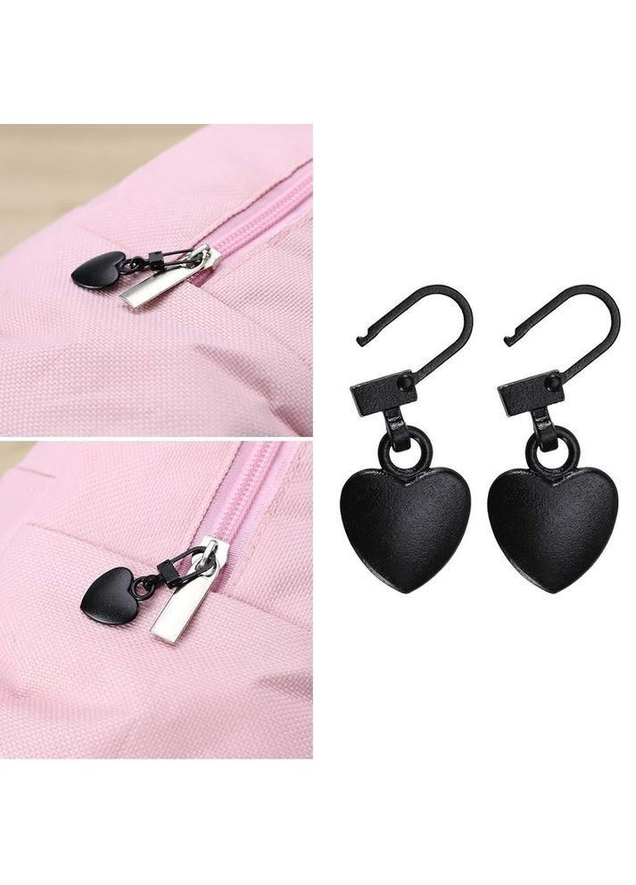 Комплект съемных бегунков на молнию сердечки черного цвета 2 шт (OK0087_3) No Brand (317285948)