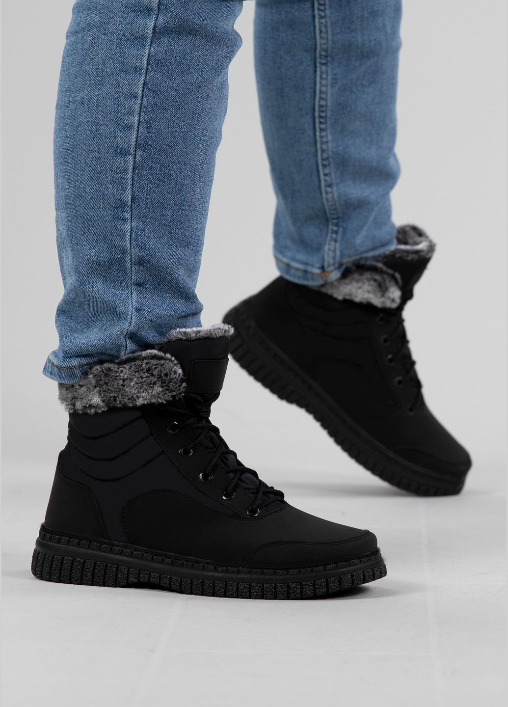 Дутики жіночі з хутром на шнурівку чорні (ЛБ 5) Lika (307115459)