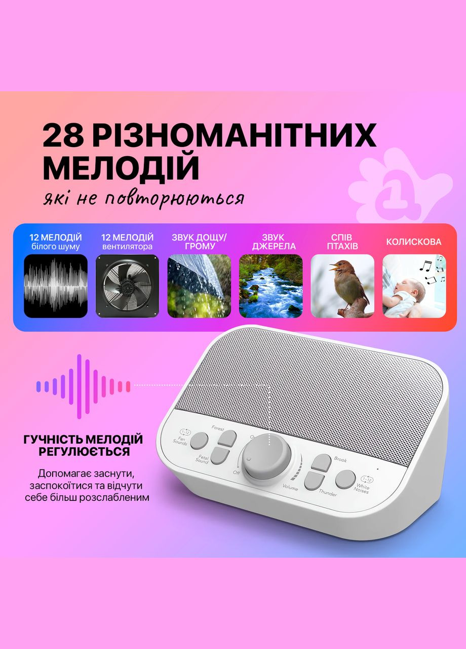 Колонка-генератор белого шума для новорожденных А1 28 мелодий (WFD-H1) No Brand (347590375)