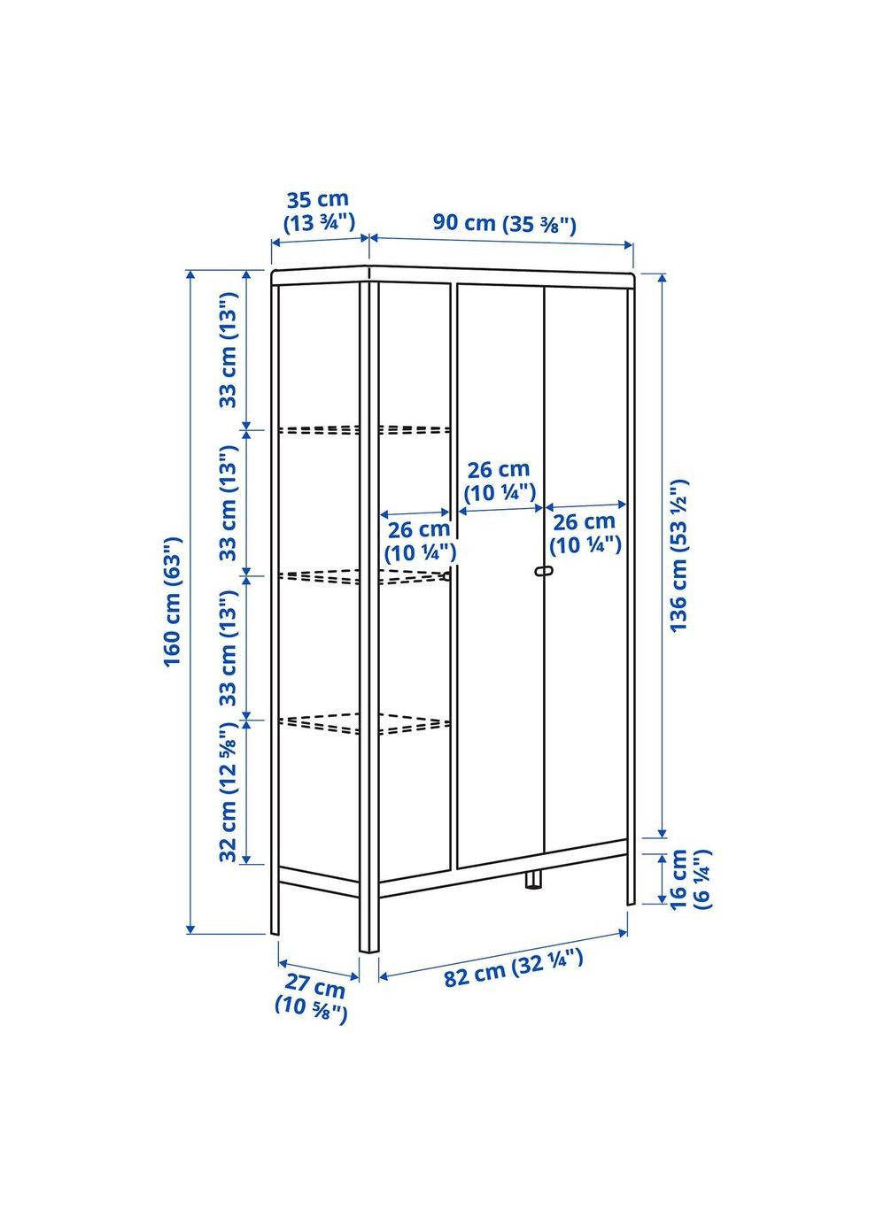Внутрішня/зовнішня шафа ІКЕА KOLBJORN 90х161 см (20345633) IKEA (278405790)