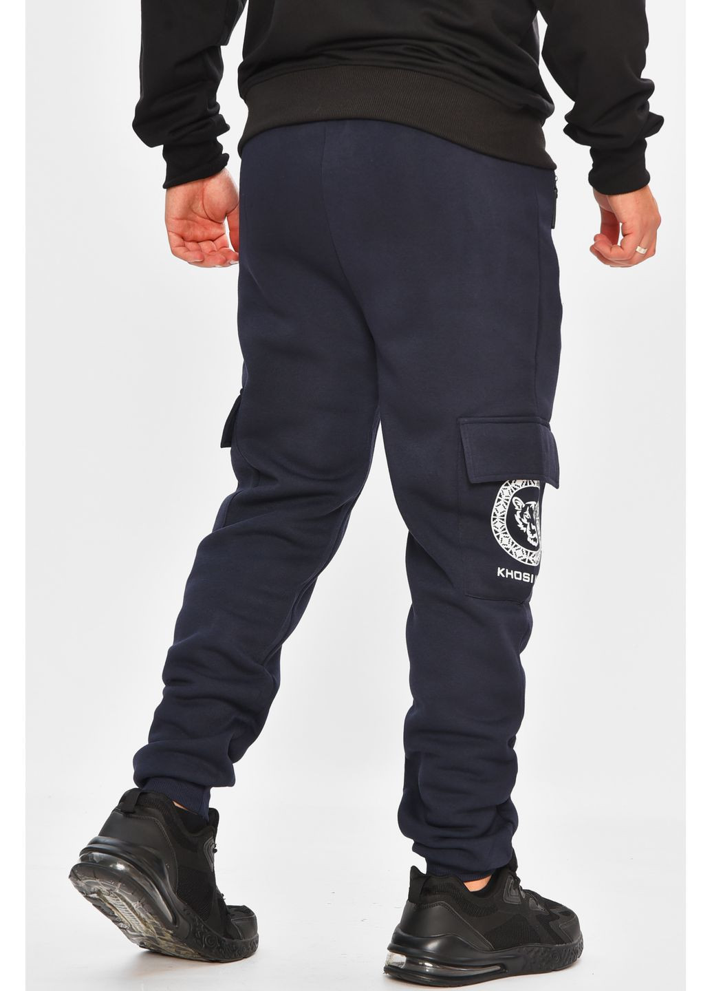 Спортивні штани чоловічі на флісі темно-синього кольору Let's Shop (362894006)