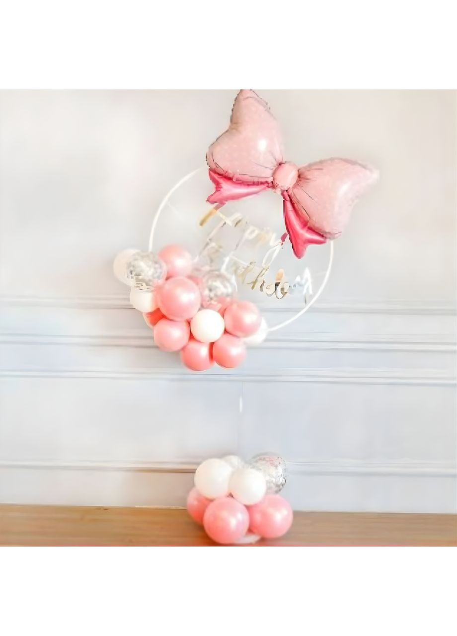 Набір куль з круглою стійкою та написом Бантик Рожевий дабл стафф No Brand (358932572)