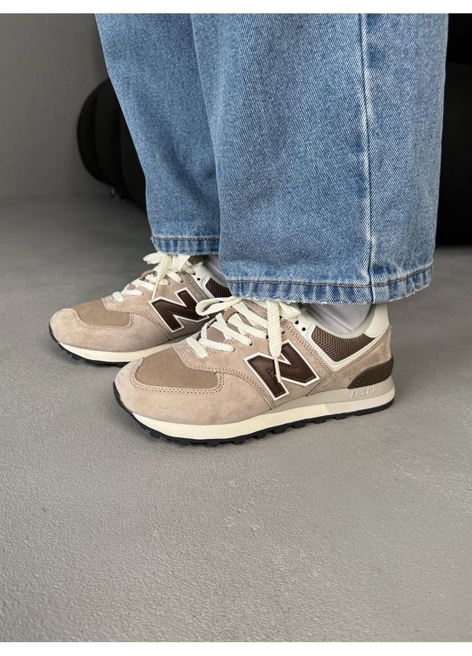 КРОССОВКИ ЖЕНСКИЕ NEW BALANCE 574 LEGACY BEIGE BROWN НЬЮ БЕЛАНС 574 No Brand бежевые демисезоны (369393336)