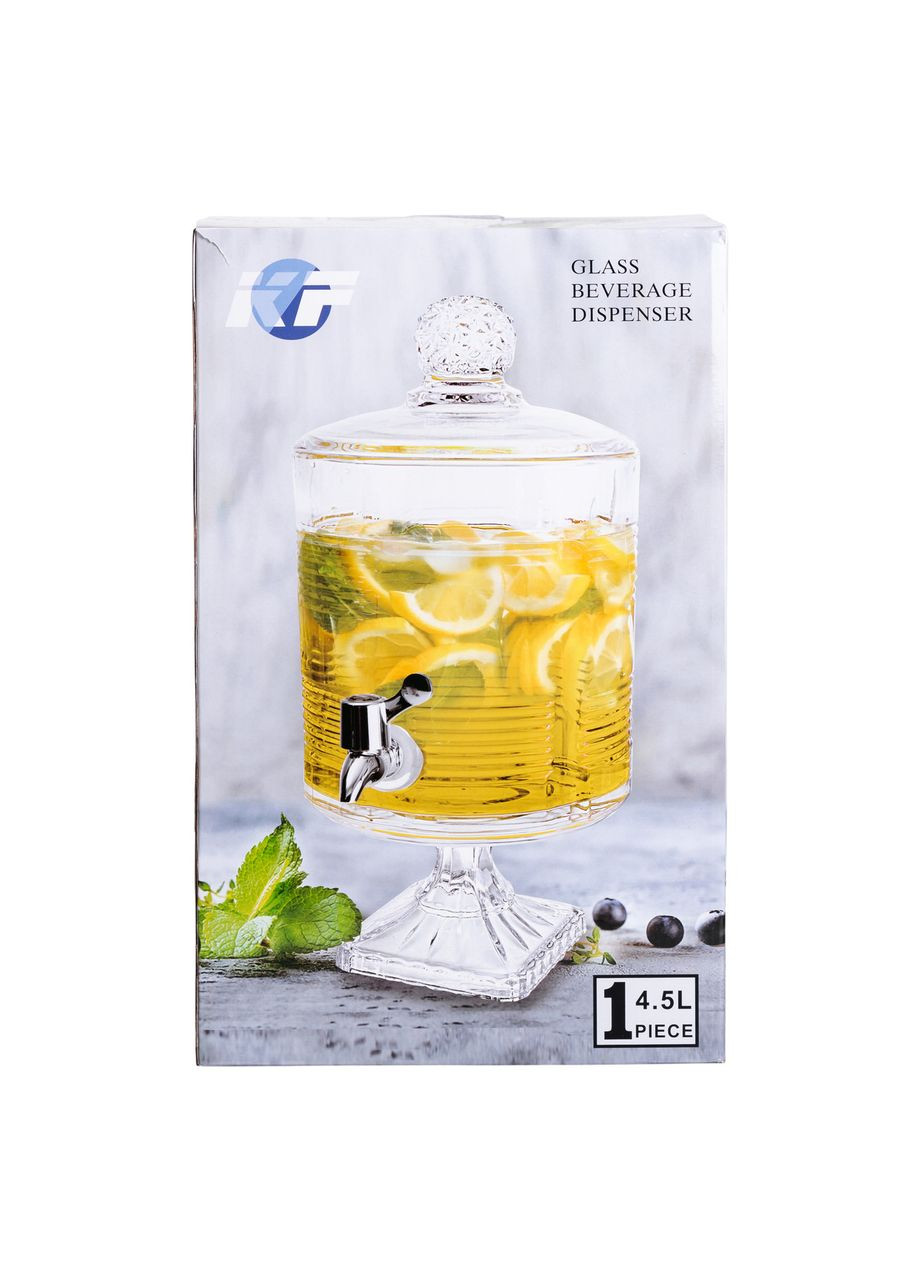 Скляна лимонадниця 4.5 л прозора з краном для напоїв на столі пікніку фуршеті Yiwu (370432739)