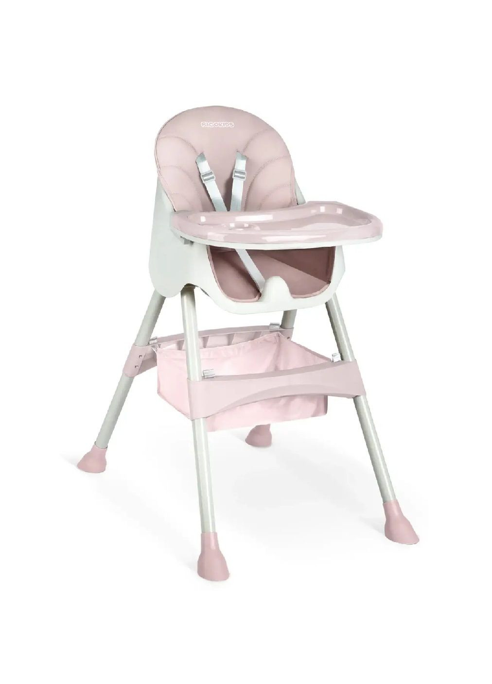 Детское кресло стул для кормления детей малышей складное со съемным подносом с ремнями безопасности 3 в 1 (479223-Prob) Розовое Unbranded (316355168)