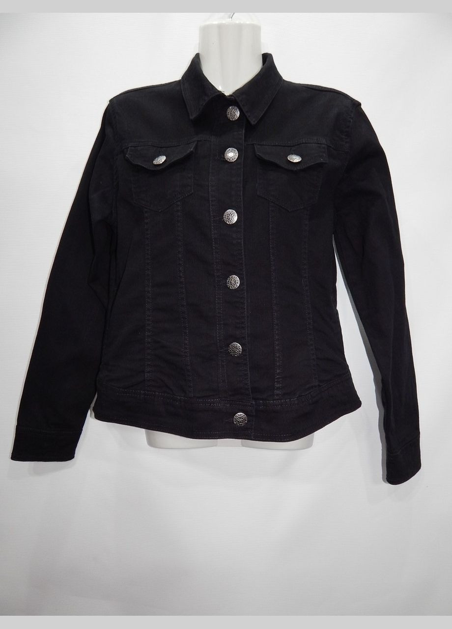 Чорна демісезонна куртка джинсова жіноча janina, ukr 46-48, eur 36 041dg (в зазначеному розмірі, тільки 1 шт.) No Brand