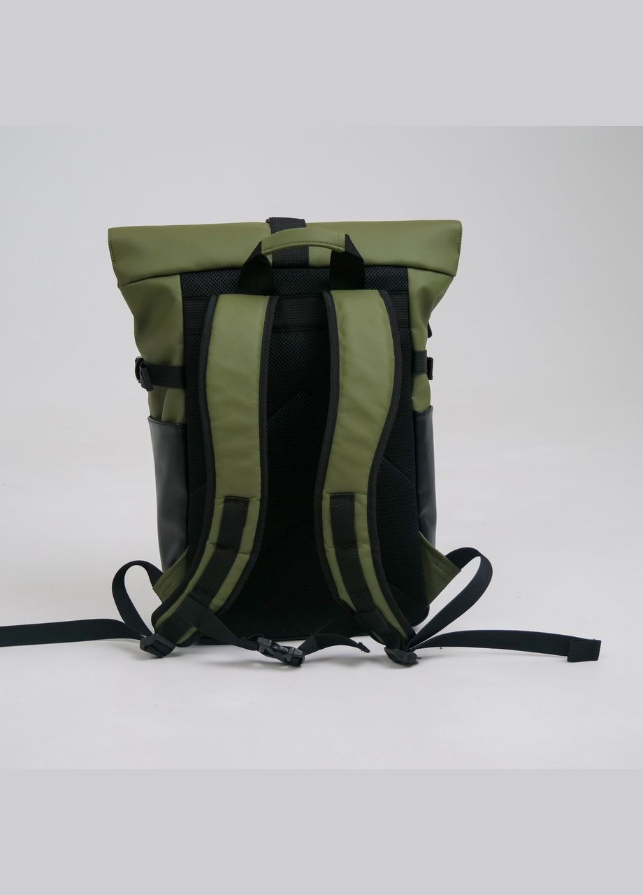 Мужской рюкзак для ноутбука с отделением для аксессуаров цвета хаки из экокожи ToBeYou rolltopnew (293247133)