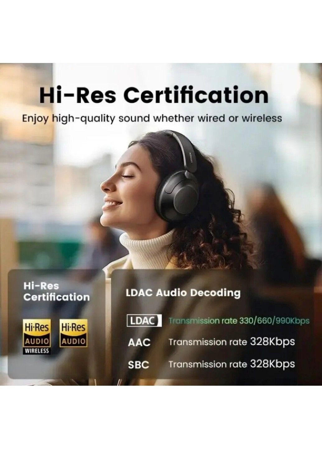 Беспроводные наушники HP202 HiTune Max5 Hybrid Active Noise-Cancelling Headphones Black(UGR-25255) Ugreen (371363695)