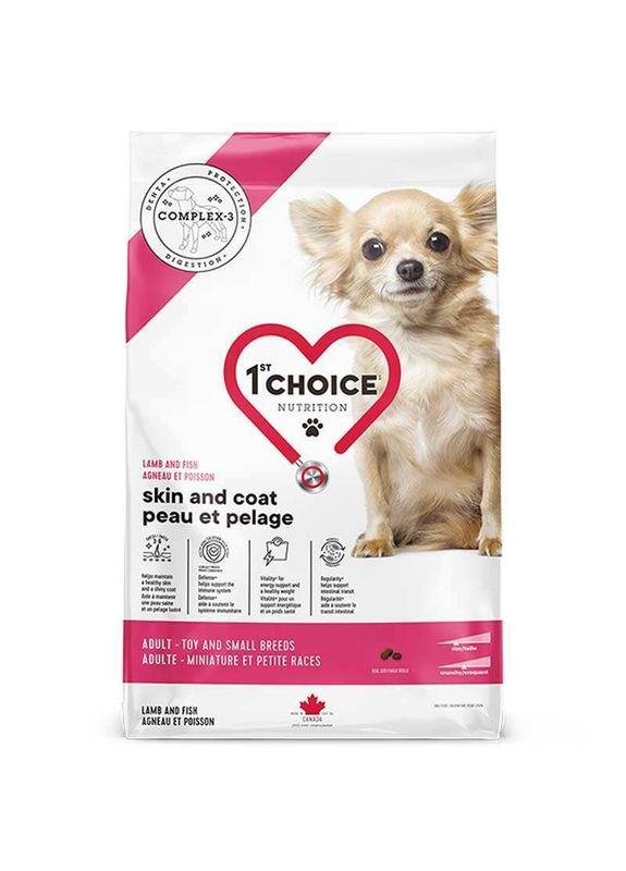 Skin & Coat Adult Toy & Small Breeds - Сухий корм з ягням та рибою для собак міні та малих порід - 5 кг 1st Choice (327062686)