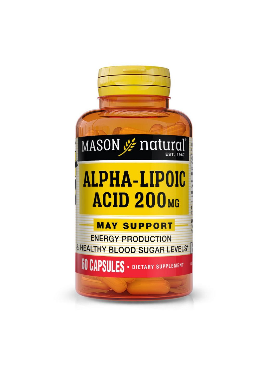 Натуральна добавка Alpha-Lipoic Acid 200 mg, 60 капсул Mason Natural (293478553)