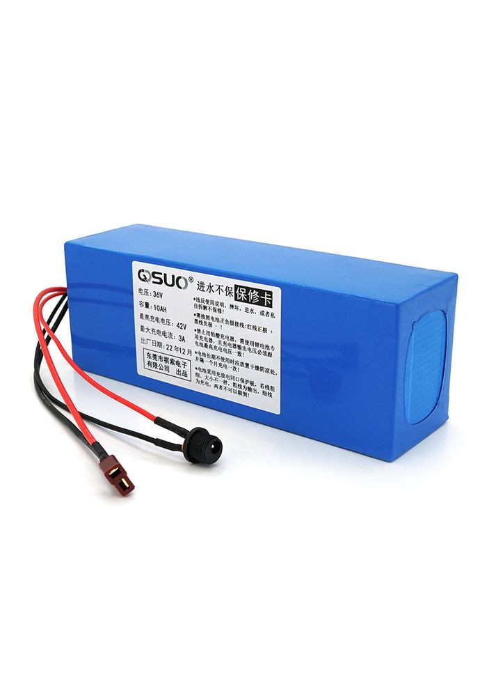 Акумуляторна батарея літієва 36V 10A з елементами Li-ion 18650, DC: 5.5x2.1мама + роз'єм T-2HQмама (200х70х56 мм) QiSuo (315502303)