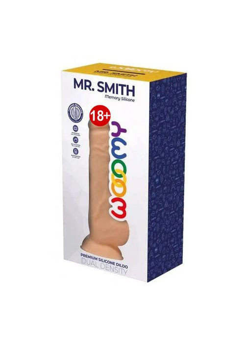 Силиконовый фаллоимитатор Mr.Smith, термореактивный, с присоской, длина 17,5, диаметр 3,3 см Wooomy (303906802)