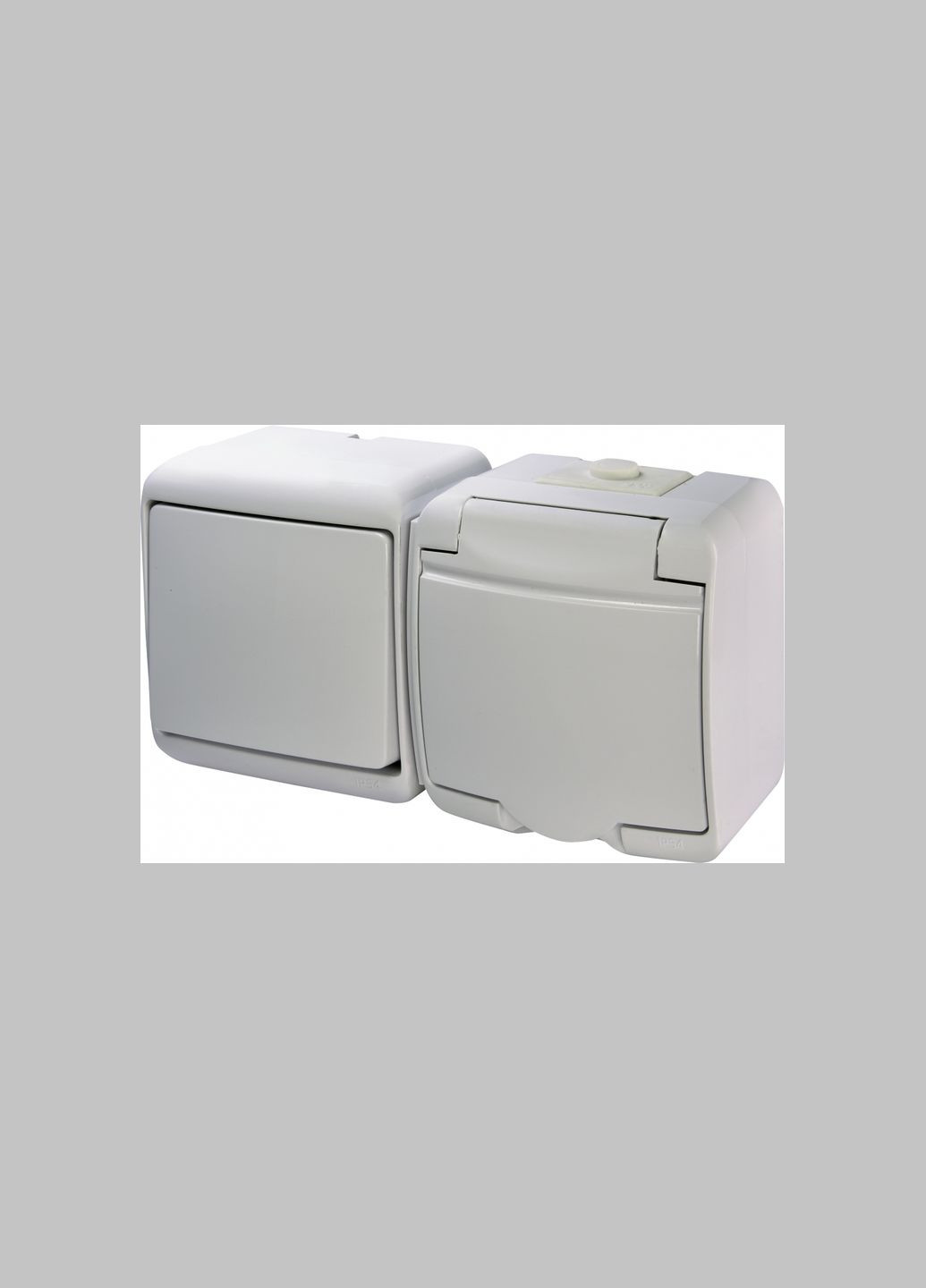 Розетка із заземленням з 1-клавішним вимикачем горизонтальна зовнішня IP54 біла [4668031] VRHH-1s ETI (344532893)