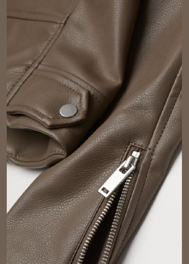 Коричневая демисезонная куртка из искуственной кожи H&M