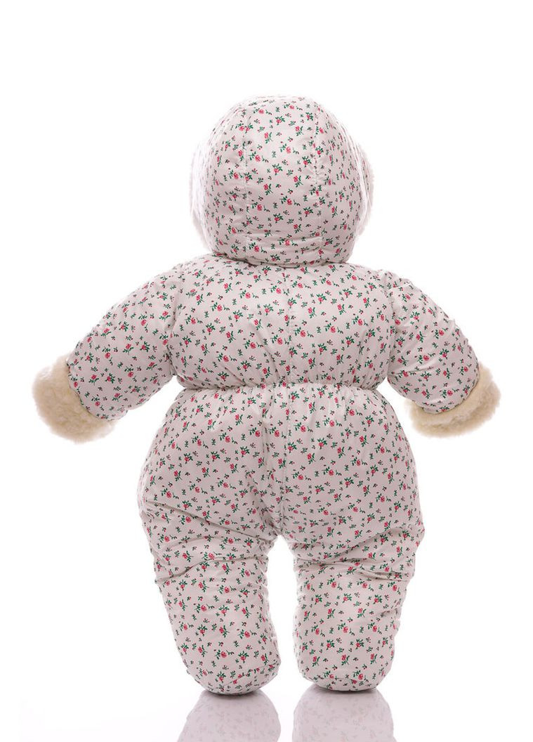 Чоловічок для дівчинки на хутрі без логотипу з принтом маленьких трояндок білий 74 см (51665) BABYKROHA (315340811)