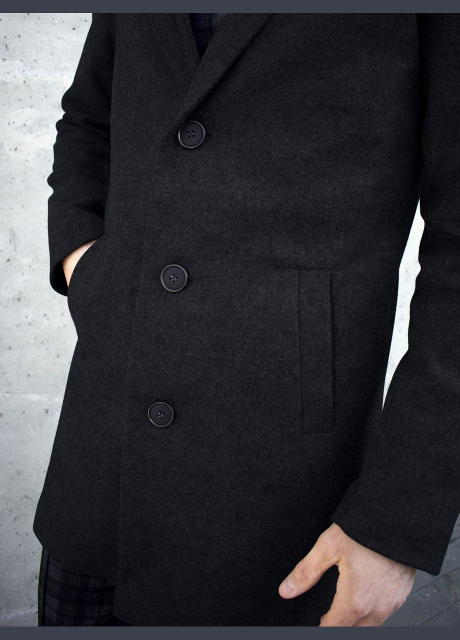 Черное демисезонное Кашемировое классическое пальто Vakko