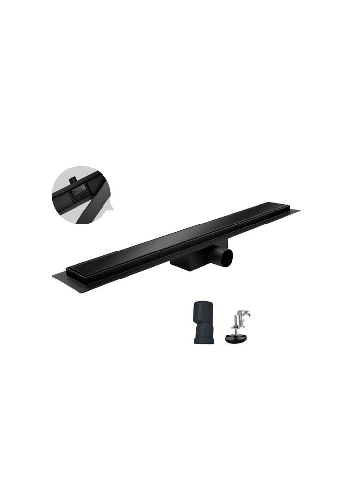 Душовий трап з нержавіючої сталі SUS304 зі скляною панеллю FD08-70x800-Glass Black (KR5142) KOER (321213924)