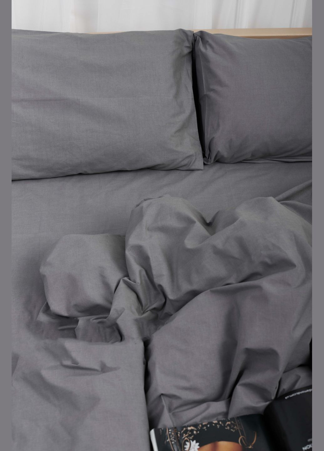 Комплект постільної білизни євро 200х220 наволочки 2х40х60 Бязь Gold Люкс (MS-820001123) Moon&Star Gray (285717146)