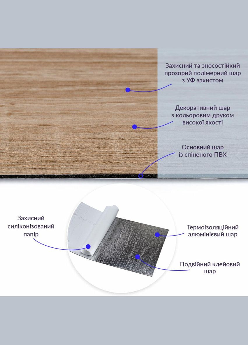 Самоклеюча вінілова плитка дуб молочний, ціна за 1 шт. (СВП-010) Матова Sticker Wall (300241941)