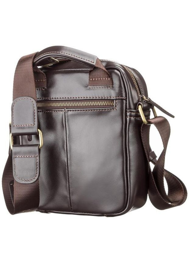 Сумка планшет через плече чоловіча з натуральної шкіри маленька Коричневий 36627 Shvigel (353689970)