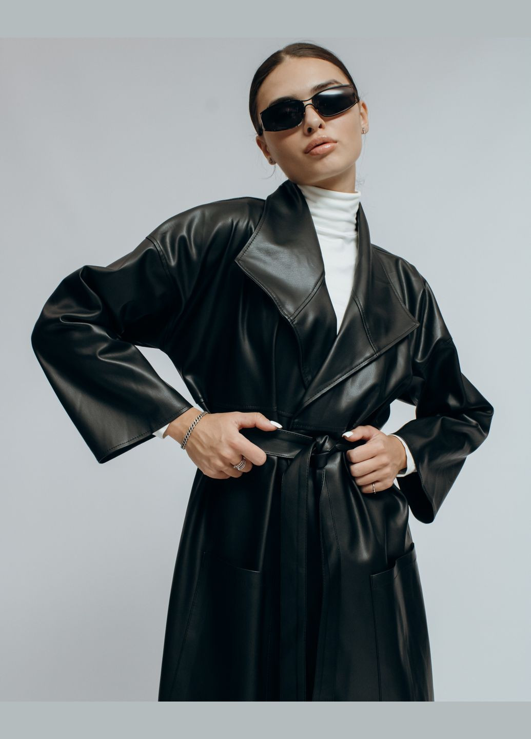 Черное демисезонное Тренч кожаный Red Exp. черный RED EXP.