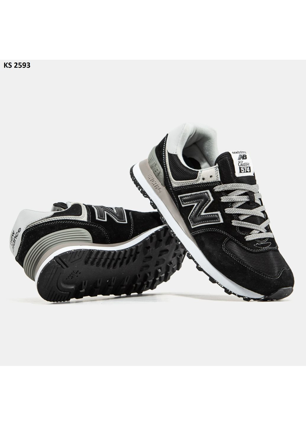 Чорні Осінні кросівки чоловічі new balance 574 black white нью беланс 574 No Brand