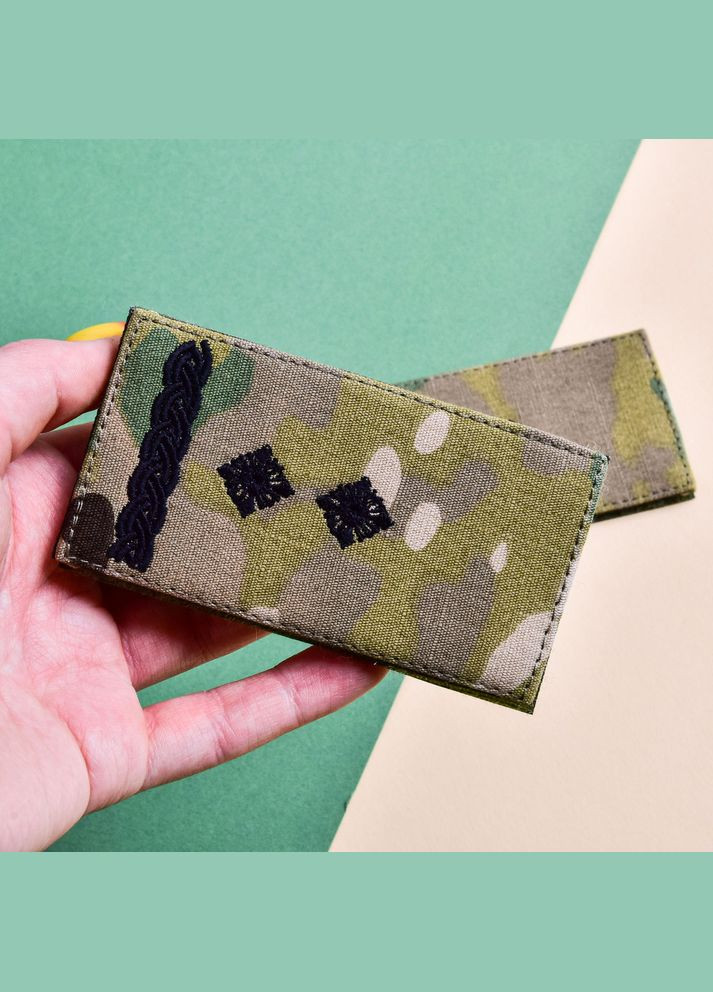Набір шевронів 2 шт. на липучці звання Підполковник на мультикамі 5х10 см, вишитий патч нашивка шеврон IDEIA (347599590)