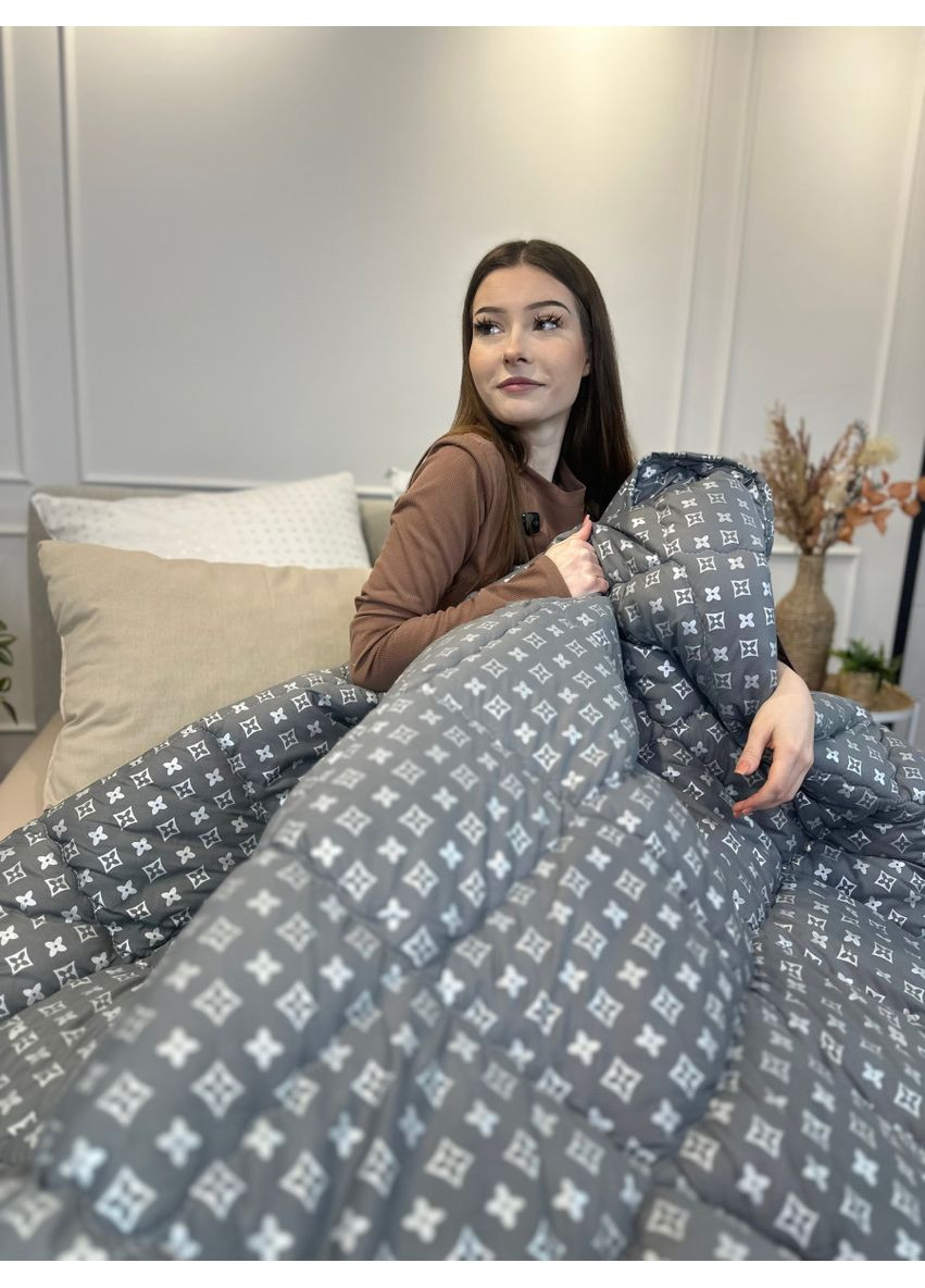 Одеяло евро стеганное зимнее из холофайбера 21518 195х210 см серое Leri Max (365680259)
