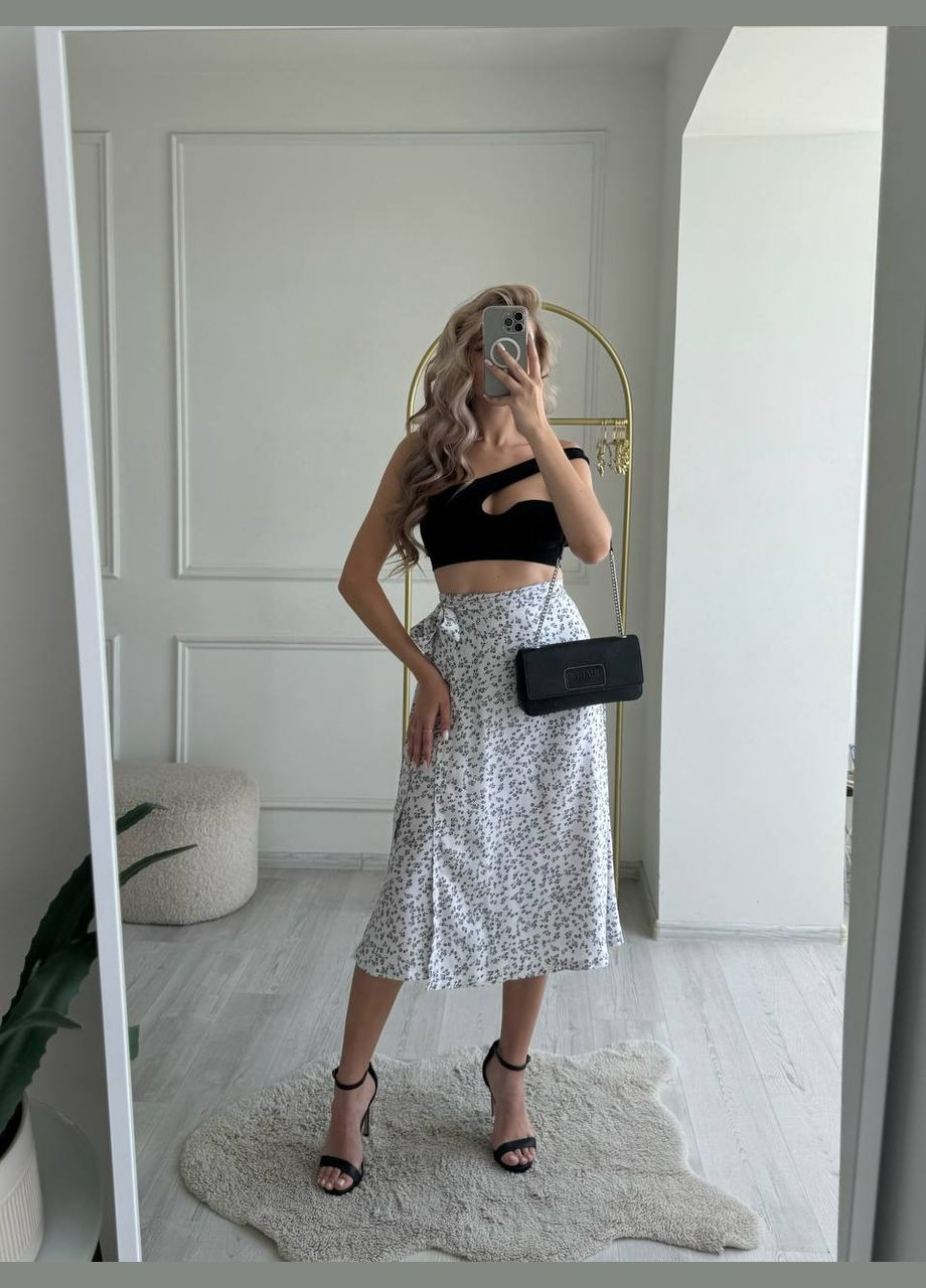 Белая офисная, повседневная, кэжуал, вечерний цветочной расцветки женская юбка No Brand