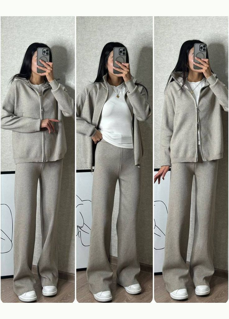 Костюм женский из ангоры в рубчик с кофтой и брюками. Adelante (316649563)