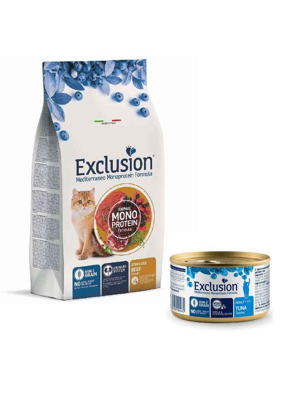 Noble Grain Cat Sterilized Beef - Монопротеїновий сухий корм з яловичиною для дорослих стерилізованих котів всіх порід - 300 г Exclusion (380399480)