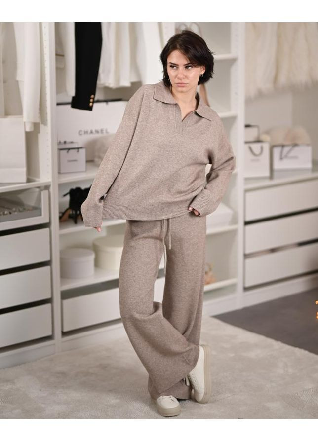 Жіночий в'язаний костюм беж No Brand (369624553)