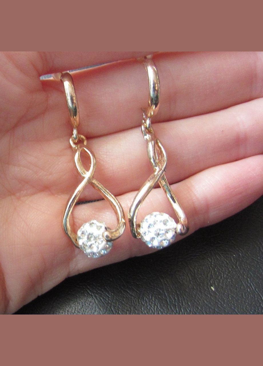 Белые ювелирные серьги сияние шамболы, 9690 Fashion Jewelry (336950487)