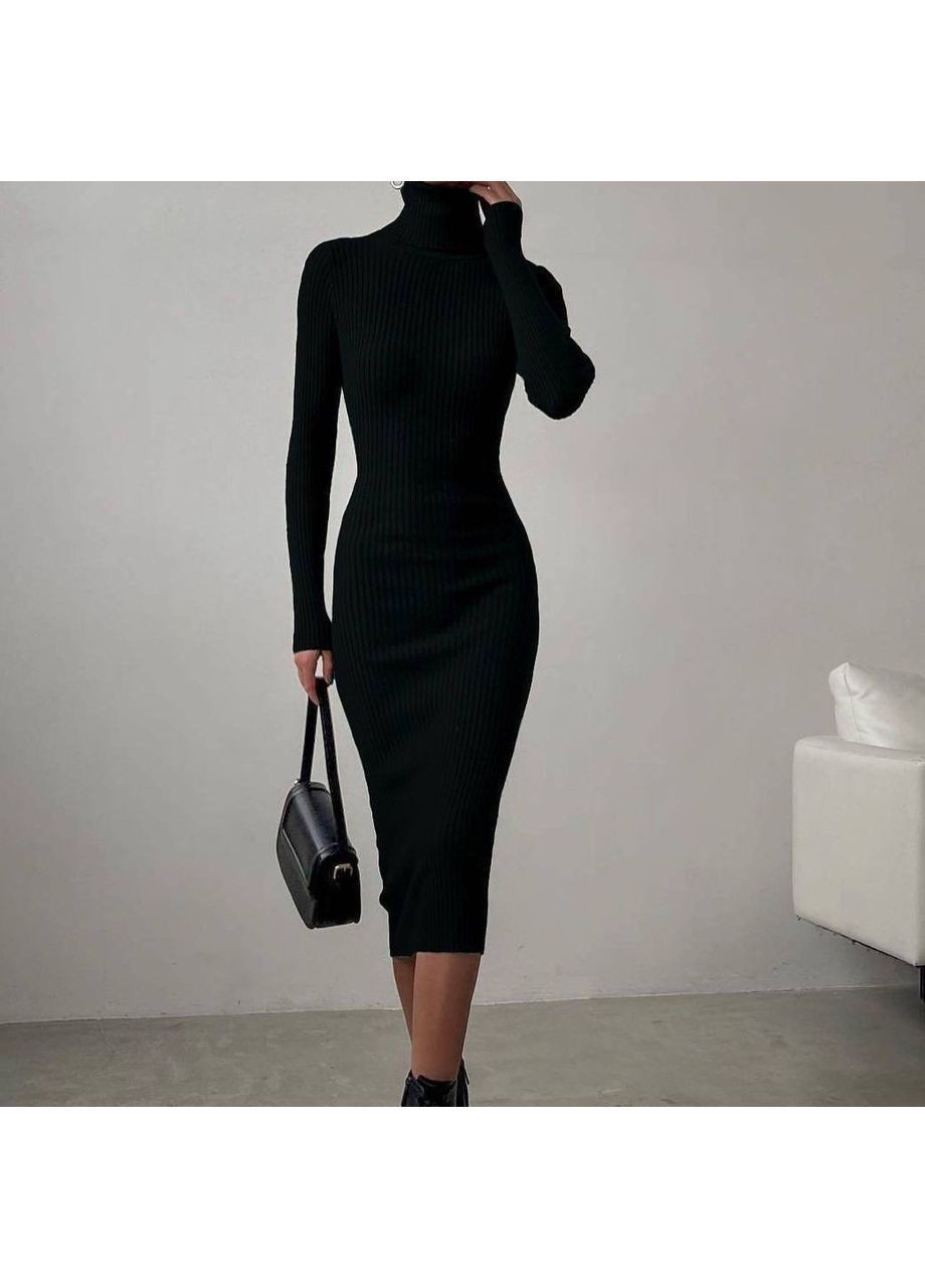 Черное повседневный, вечернее, деловое, кэжуал женское платье силуэтная No Brand однотонное