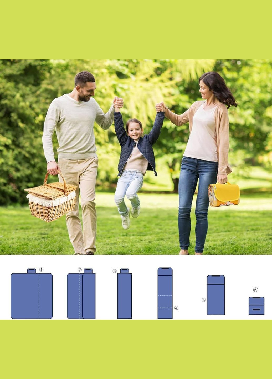 Коврик для пляжа, пикника и кемпинга складной, водонепроницаемый 145*200 см. No Brand (337171438)