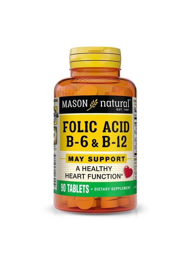 Витамины и минералы Folic Acid B6 & B12, 90 таблеток Mason Natural (322208982)