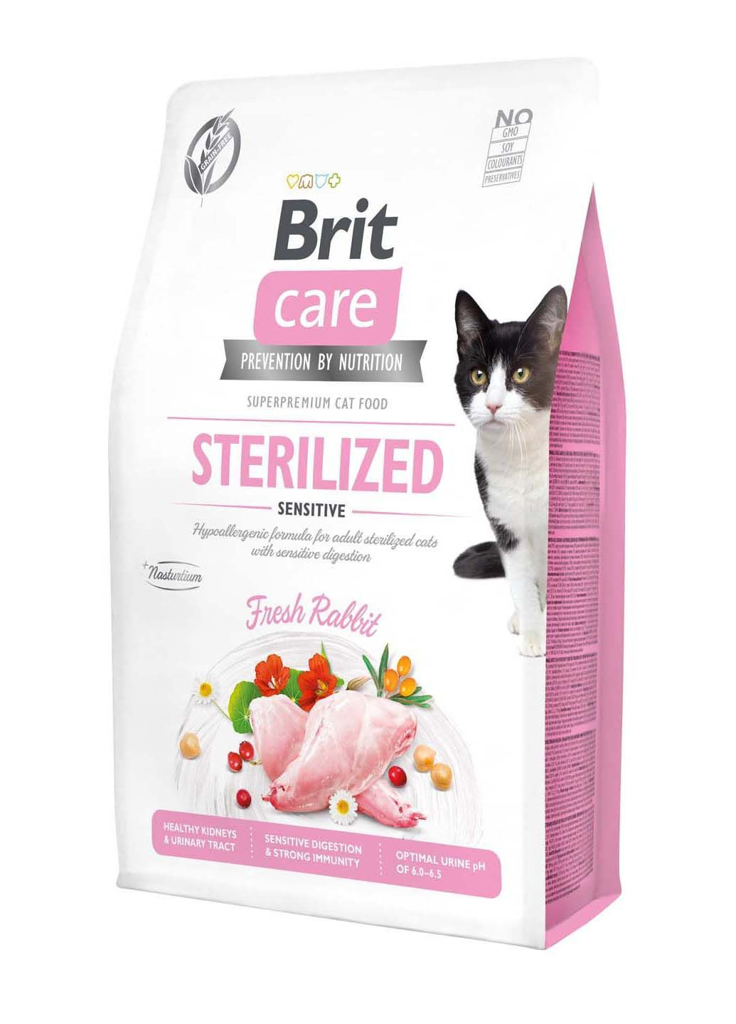 Сухой корм для стерилизованных котов с чувствительным пищеварением Cat GF Sterilized Sensitive с кроликом 2 кг Brit Care (286472456)